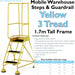 3 Tread Mobile Warehouse Steps & Guardrail YELLOW 1.7m Portable Safety Stairs Loops