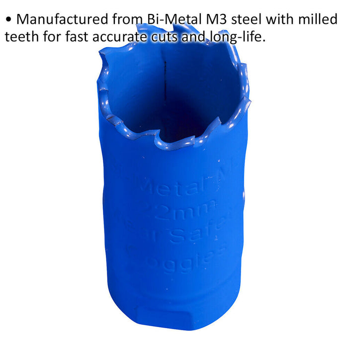 22mm HSS Hole Saw Blade - Milled Teeth - Bi-Metal M3 Steel Long Lasting Drill Loops