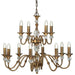 Diana Ceiling Pendant Chandelier Antique Brass & K9 Crystal Curved 12 Lamp Light Loops