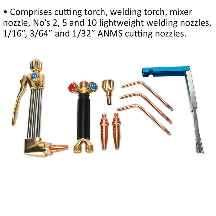 Oxyacetylene Welding & Cutting Torch Kit - Torches & Nozzles - Multipurpose Set Loops