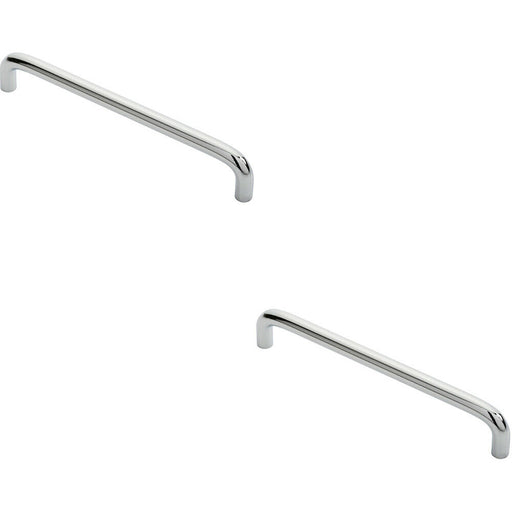 2x Round D Bar Cabinet Pull Handle 170 x 10mm 160mm Fixing Centres Chrome Loops