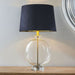 Round Feature Table Lamp Light Clear Glass | Antique Brass | Dark Velvet Shade Loops