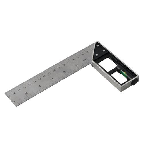 150mm Tri Try & Mitre Square With Spirit Level Imperial & Metric Loops
