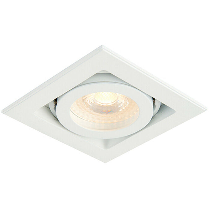 Single Square Adjustable Head Ceiling Spotlight White GU10 50W Box Downlight Loops