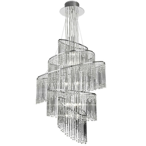 Ceiling Chandelier Pendant Light GLASS & CHROME 24x Bulb Feature Lamp Holder Loops
