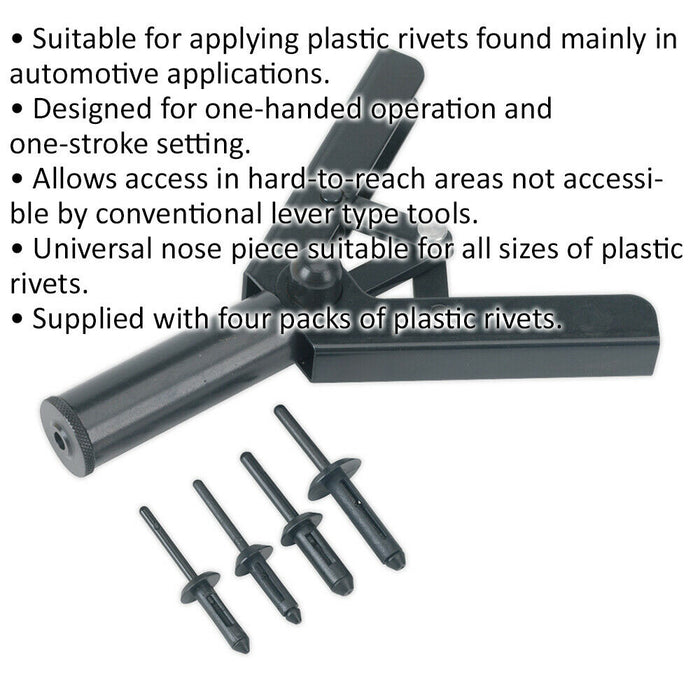 Plastic Riveting Kit - Universal Nose Piece - One-Hand Operation - Various Sizes Loops