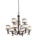 9Chandelier LIght LIGHT UMBER METALLIC FROSTED Shade Mission Bronze LED E14 60W Loops