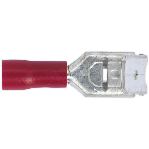 100 PACK 6.3mm Piggy-Back Terminal - Suitable for 22 to 18 AWG Cable - Red Loops