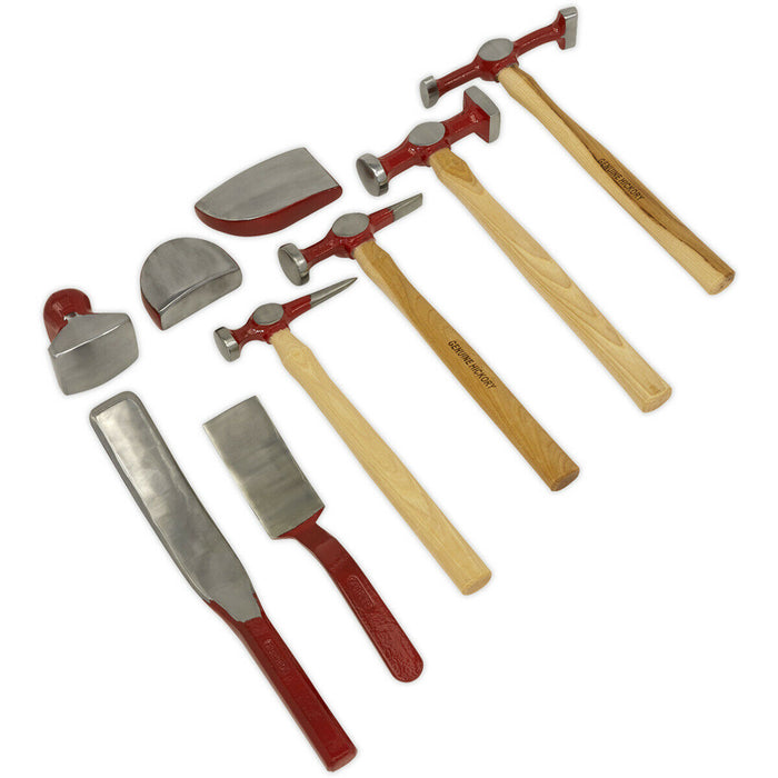 9 Piece Drop Forged Panel Beating Set - Hickory Shafts - Drop Forged Steel Loops