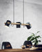 Hanging Ceiling Pendant Light Black & Wood Adjustable Spots 3 x 60W E27 Bulb Loops