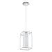 Pendant Light Chrome Plated Shade Clear White Glass Satin Glass Bulb E27 1x60W Loops