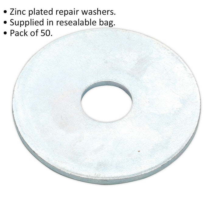 50 PACK - Zinc Plated Repair Washer - M10 x 38mm - Metric - Metal Spacer Loops