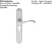 PAIR Curved Handle on Long Slim Euro Lock Backplate 241 x 40mm Satin Chrome Loops