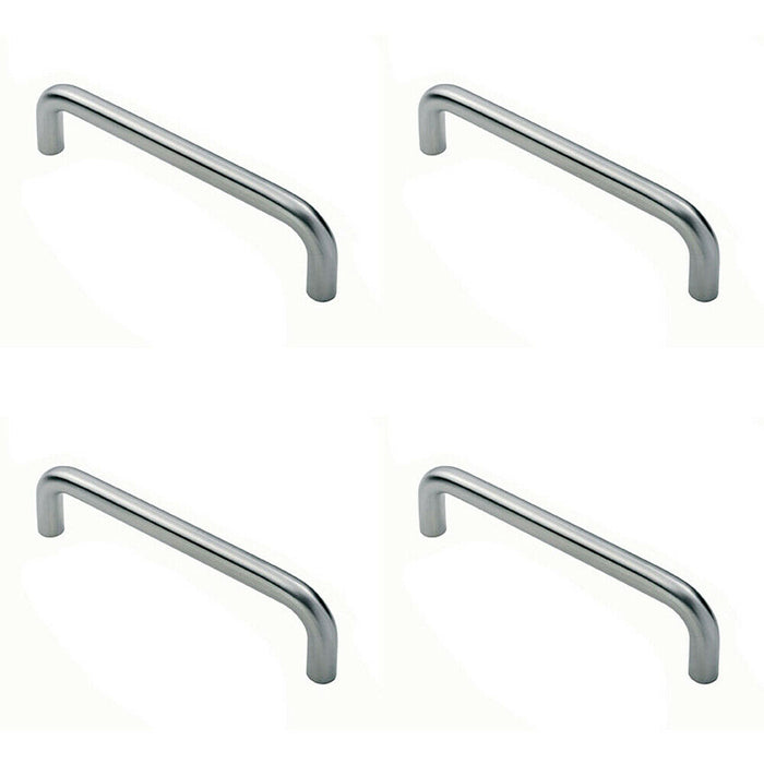 4x Round D Bar Pull Handle 22mm Dia 150mm Fixing Centres Satin Stainless Steel Loops
