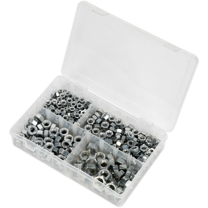 320 Piece Steel Nut Assortment - 1/4" to 1/2" UNF - Partitioned Storage Box Loops