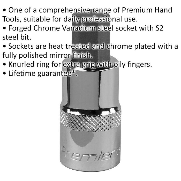 12mm Forged Hex Socket Bit - 1/2" Square Drive - Chrome Vanadium Wrench Socket Loops