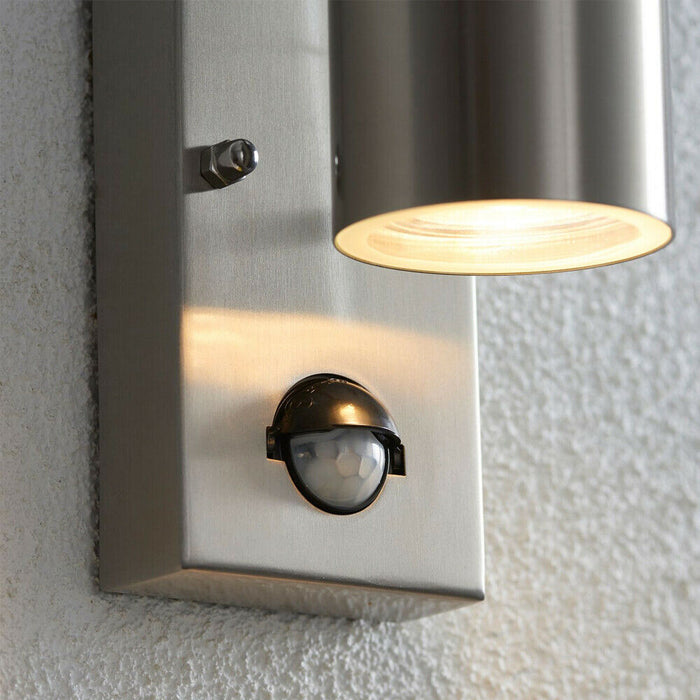 IP44 Outdoor Accent Light Stainless Steel PIR Wall Downlight GU10 Security Lamp Loops