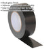 48mm x 50m BLACK Duct Tape Roll - EASY TEAR - High Tack Moisture Resistant Seal Loops