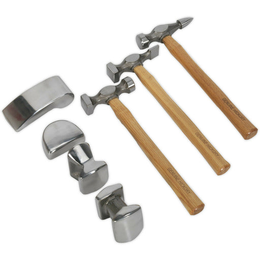 7 Piece Drop Forged Panel Beating Set - Hickory Shafts - Drop Forged Steel Loops