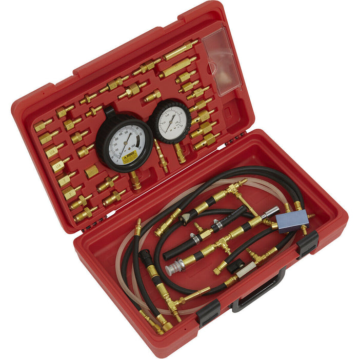 Fuel Injection Pressure Test Kit - High & Low Pressure Gauge - Release Valve Loops