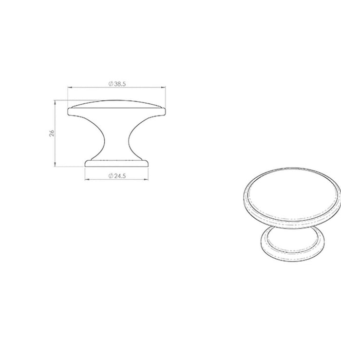 4x Ring Domed Cupboard Door Knob 38.5mm Diameter Satin Copper Cabinet Handle Loops