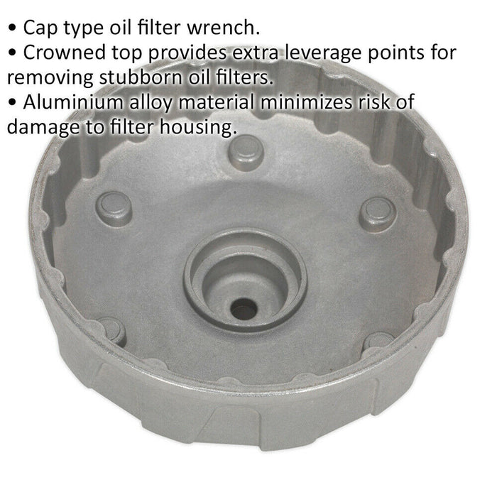 96mm Oil Filter Cap Wrench - 18 Flutes - 3/8" Sq Drive - Aluminium Alloy Loops