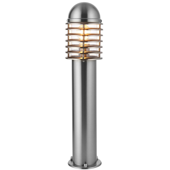 4 PACK Outdoor Post Bollard Light Polished Steel Vandal Proof External Pathway Loops