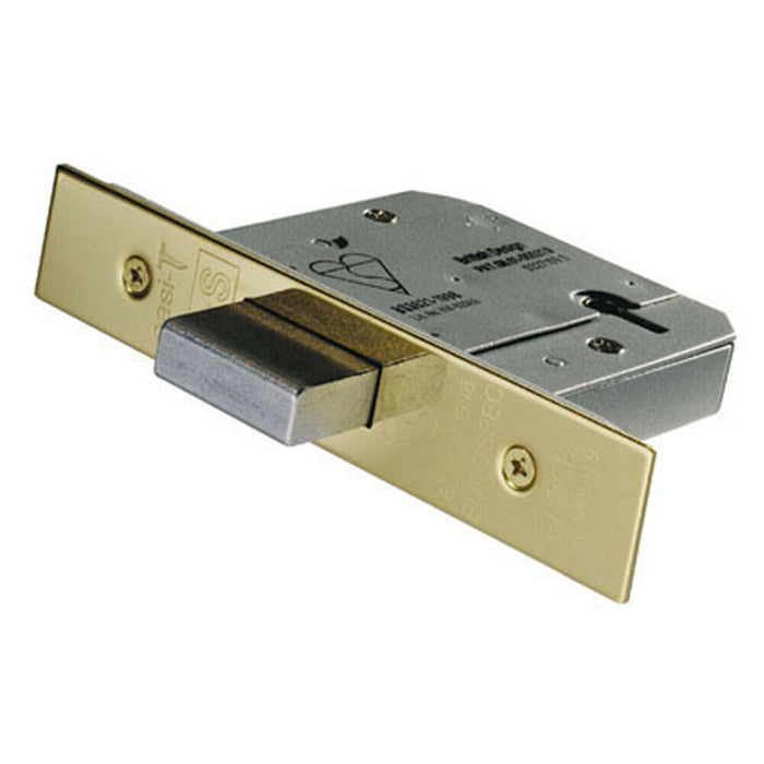 64mm 5 Lever Mechanism BS Deadlock Stainless Brass Door Security Latch Loops
