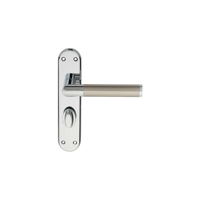 2x Round Bar Lever on Bathroom Backplate Door Handle 180 x 40mm Chrome & Nickel Loops