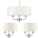 3 Bulb Ceiling Pendant Lamp & 2x Matching Twin Wall Light Modern Bright Nickel Loops