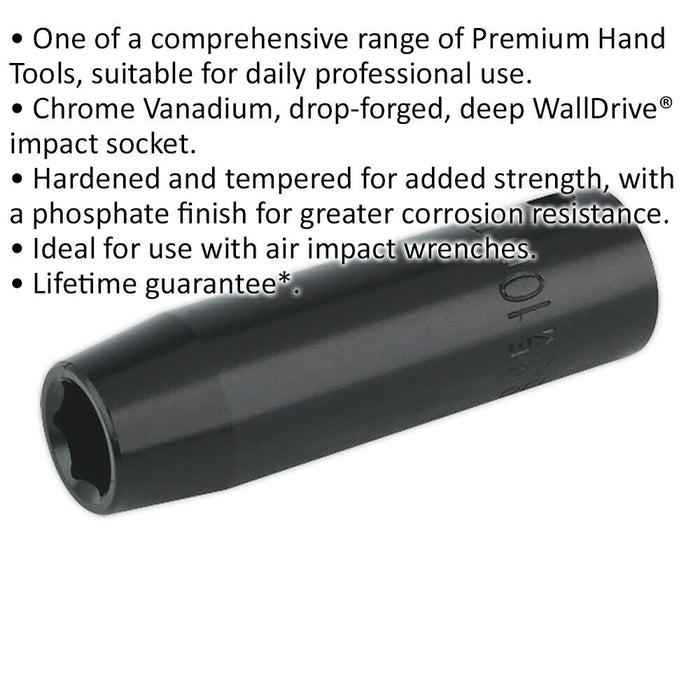 10mm Forged Deep Impact Socket - 3/8 Inch Sq Drive Chrome Vanadium Wrench Socket Loops
