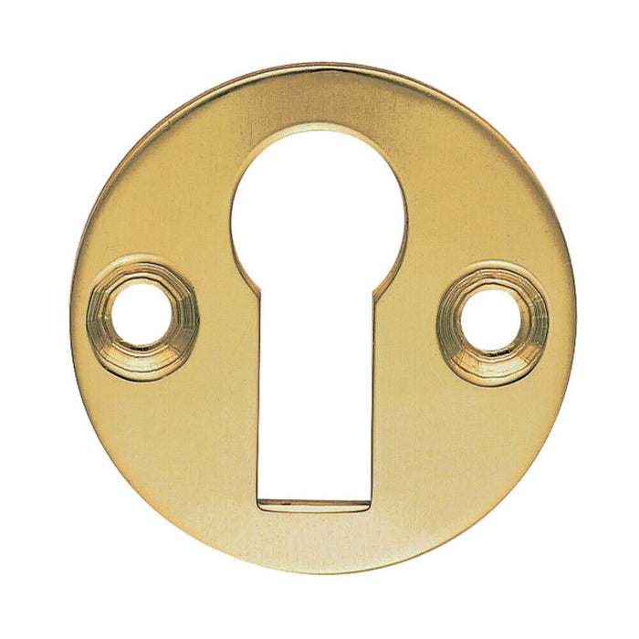 31mm Keyhole Profile Round Escutcheon 18mm Fixing Centres Polished Brass Loops