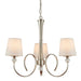 Luxury Hanging Ceiling Pendant Light Bright Nickel White Silk 3 Lamp Chandelier Loops