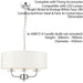 Multi Light Ceiling Pendant 3 Bulb NICKEL & WHITE Chandelier Large Shade Lamp Loops