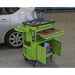 Mobile Tool Trolley - 4 Drawer & 2 Cupboard Workshop Trolley - Folding Side Tray Loops