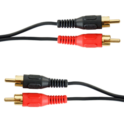 GOLD 1m Twin Dual 2 RCA Stereo Male to Plug Cable Lead Audio PHONO Amplifier Loops