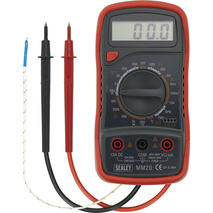 8 Function Digital Multimeter with Thermocouple - Leads & Probes - Heavy Duty Loops