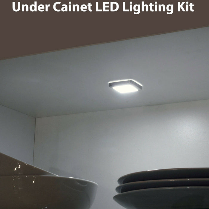 Square LED Plinth Light Kit 2 WARM WHITE Spotlights Kitchen Bathroom Floor Panel Loops