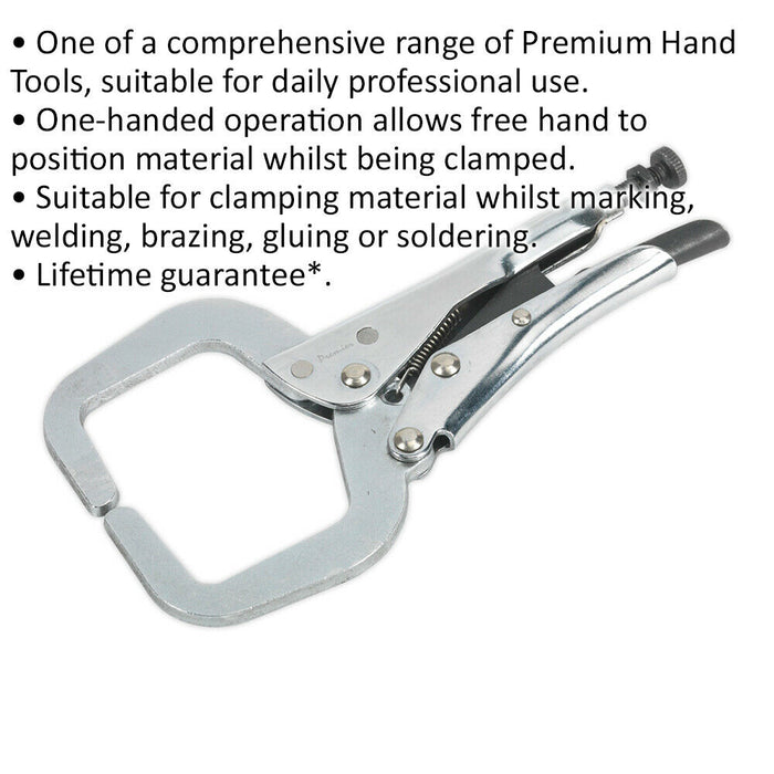 165mm Locking C-Clamp Pliers - 45mm Capacity Jaws - One-Handed Operation Loops