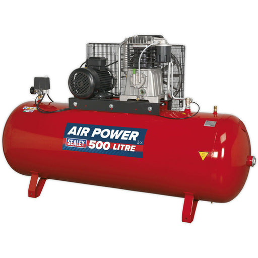 500 Litre Belt Drive Air Compressor - 2-Stage Pump System with 7.5hp Motor Loops