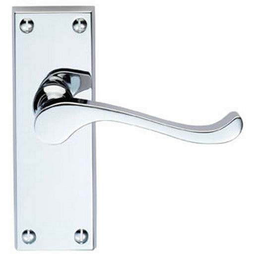 PAIR Victorian Scroll Handle on Latch Backplate 120 x 41mm Polished Chrome Loops