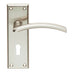 4x PAIR Arched Lever on Lock Backplate Door Handle 150 x 50mm Satin Nickel Loops