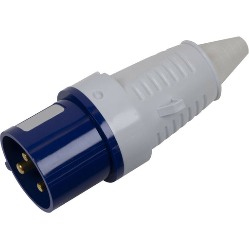 230V Blue 2P+E Plug - Industrial 32A 2P+E Site Plug Connector - IP44 Rated Loops
