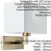 2 PACK Dimming LED Wall Light Satin Nickel & White Shade Sleek Rectangle Lamp Loops