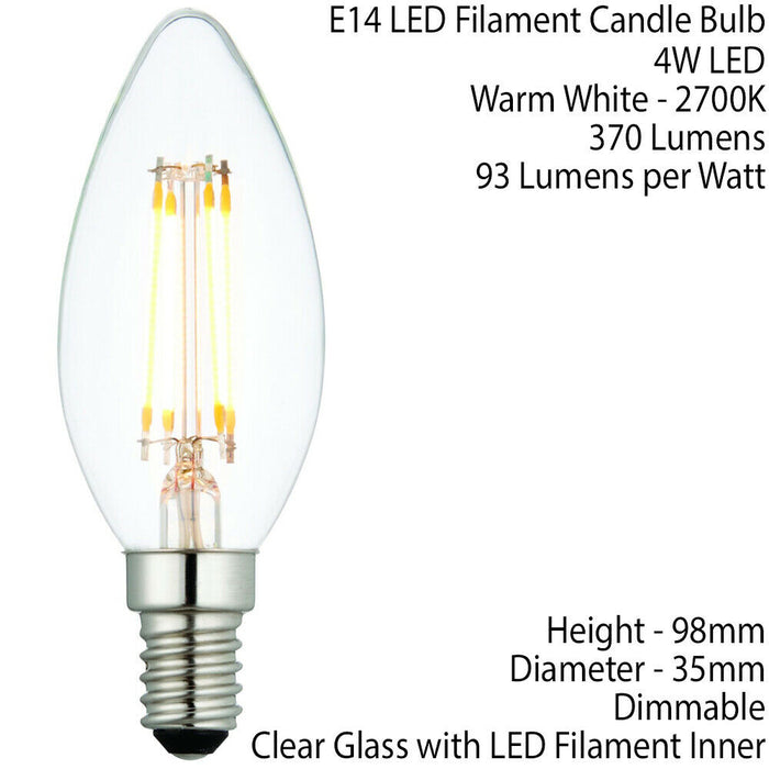 E14 Mini Edison Dimmable LED Light Bulb 4W Warm White Filament Candle Lamp Loops