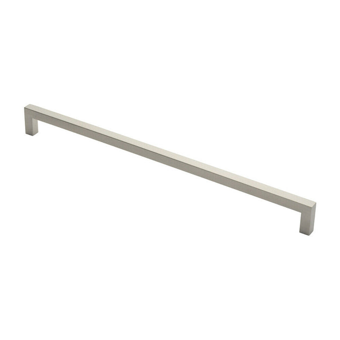 Square Mitred Door Pull Handle 619 x 19mm 600mm Fixing Centres Satin Steel Loops