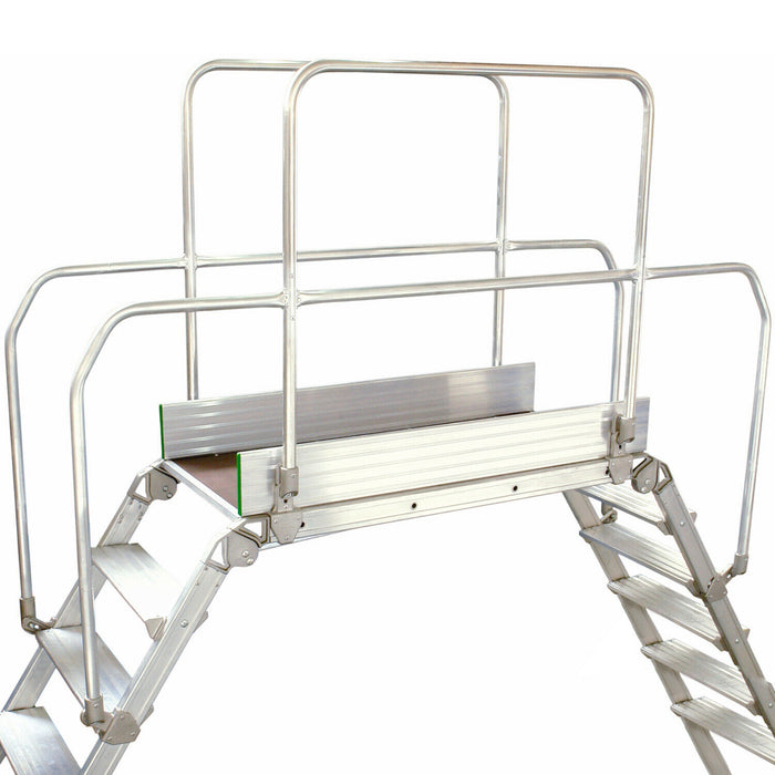 4 Tread Industrial Bridging Steps & Handle Crossover Ladder 1.2m x 0.5m Platform Loops