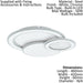 Wall Flush Ceiling Light Colour White Chrome Shade White Plastic Bulb LED 50W Loops