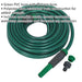 15m Green PVC Water Hose - Spray Jet Nozzle - Female Waterstop Tap Connectors Loops