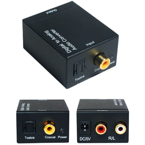Digital Coaxial/Optical To 2 RCA PHONO Sound bar Converter Adapter SPDIF Cable Loops